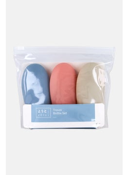 YOTO Silicone 3 Pieces Plain Travel Bottle Set, Multicolor  - Image 1