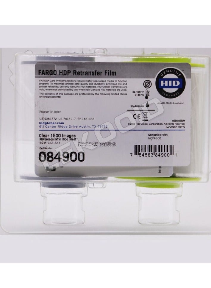 فارجو Fargo 84900 HDP Clear Film – Retransfer Film for HDP6600 | 1500 Image Yield