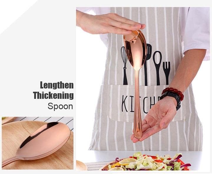 MBBITL Large 12" Salad Servers Set Serving Spoon Spork 18/10 Stainless Steel - Rosegold - Image 4