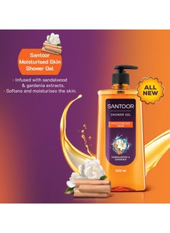 Santoor Moisturizing Shower Gel With Natural Sandalwood & Gardenia Extracts | Moisturizing Body Wash With Glycerin| 500ml  - Image 4