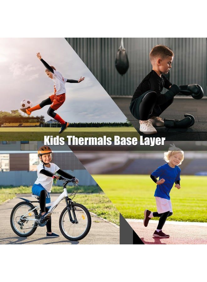 Towintec Boys Thermals Underwear Sets Kids Long Sleeve Base Layer Athletic Compression Top and Bottom Set for Running Sport Ski Football Basketball(BlackLine,XL) - Image 4