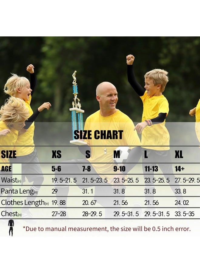 Towintec Boys Thermals Underwear Sets Kids Long Sleeve Base Layer Athletic Compression Top and Bottom Set for Running Sport Ski Football Basketball(BlackLine,XL) - Image 3