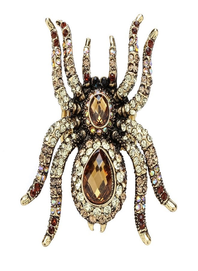 Szxc Women's Spider Stretch Rings Fit Finger Size 7 To 9 - Soft Elastic Band Perfect for Arthritis - Lead & Nickle Free - Silk Scarf Clasp - 2-2/5" X 2" - Halloween Costume Accessories (Brown) - Image 1
