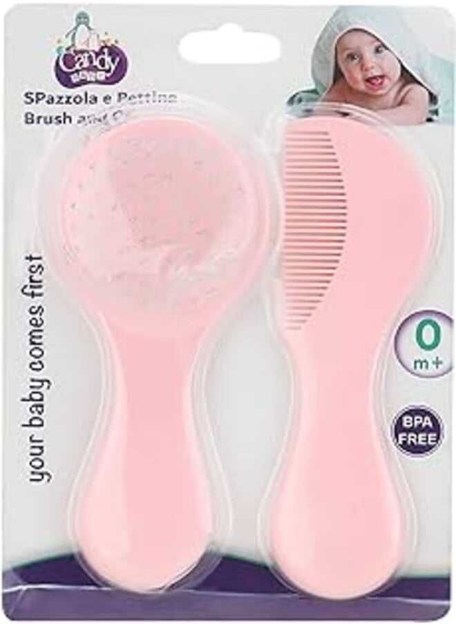 Candy Baby - Candy Baby Brush and Comb BPA Free For Girls-Rose-+ 0 Month - Image 1