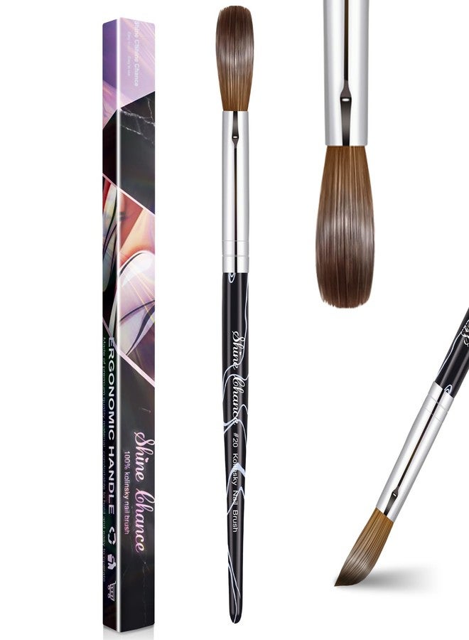 Shine Chance Acrylic Nail Art Brush Size 20, 100% Pure Kolinsky Hair Oval Nail Brush for Acrylic Application, Professional Nail Extension Manicure Tool Striping Nail Drawing Pen for DIY Home Salon - Image 1