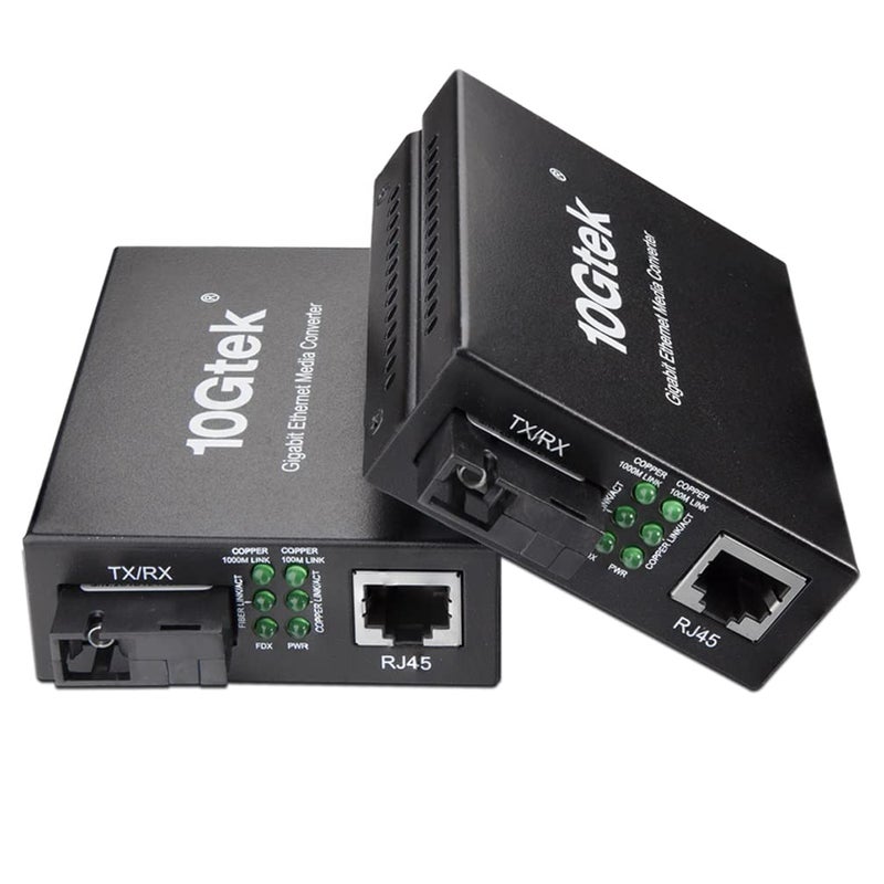 HYFIBER BiDi Gigabit Single Mode SC Media Converter, 10/100/1000M Fiber to Ethernet Converter, 1000Base-FX Single SC to 10/100/1000Base-T/TX RJ45, Built-in Fiber Module, SMF, 1310/1550nm, 20km, 1 Pair - Image 1