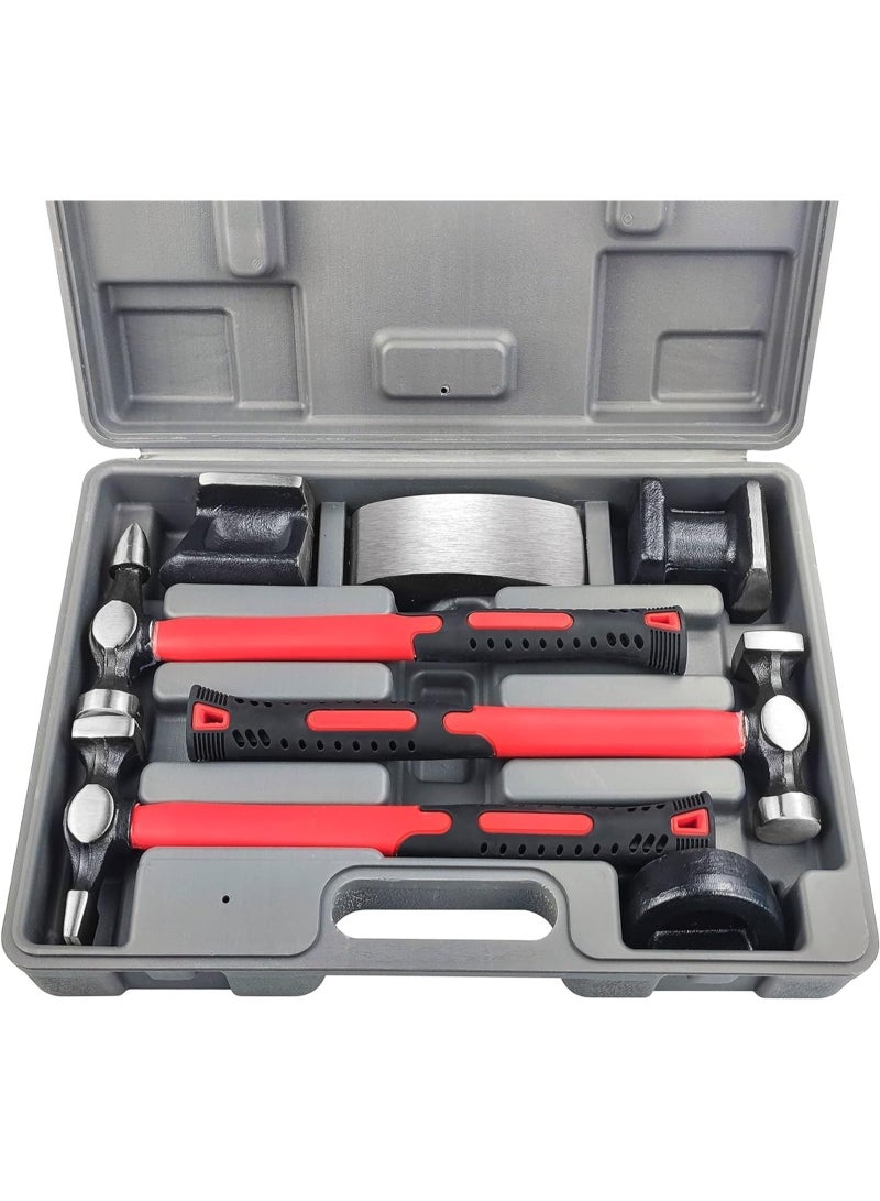 Generic 7 Piece Auto Body Repair Tool Hammer Dolly Set, Car Body Repair Tool Kit with Carrying Case, Carbon Steel Dolly and Hammer Dent Body Fender  - Image 1