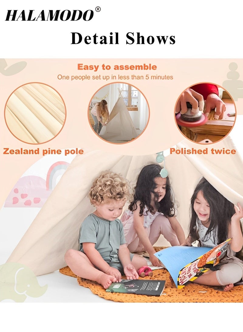 هالامودو خيمة تيبي للأطفال خيمة لعب قابلة للطي وقابلة للغسل خيمة تيبي عالية الجودة خيمة لعب داخلية وخارجية للأطفال الصغار والفتيات والفتيان - Image 2