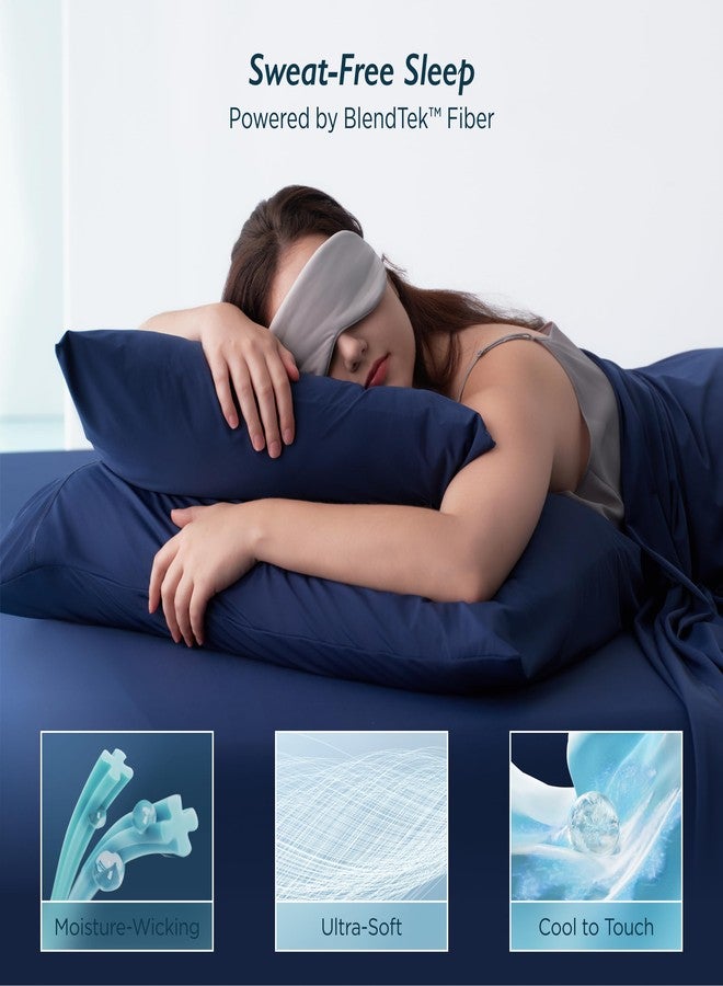 Breescape Cooling Pillow Cases Standard/Queen Size - BlendTek™ Dry & Cool Technology for Hot Sleepers and Night Sweats, 2 Pack Ultra Soft Pillowcases for Hair & Skin Care, 20" x 30", Twilight Blue - Image 4