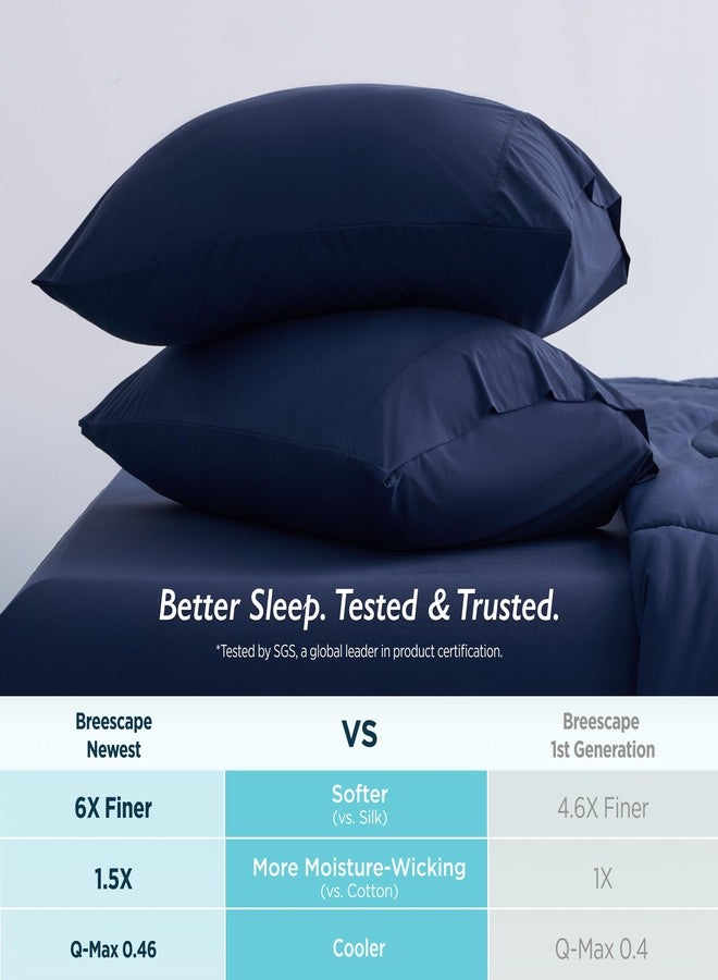 Breescape Cooling Pillow Cases Standard/Queen Size - BlendTek™ Dry & Cool Technology for Hot Sleepers and Night Sweats, 2 Pack Ultra Soft Pillowcases for Hair & Skin Care, 20" x 30", Twilight Blue - Image 3