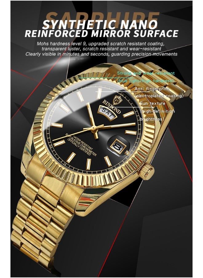 Generic - Men's Steel Band Waterproof Casual Classic Dual Calendar Luminous Watch - Simple and Elegant Men's Timepiece - Image 1