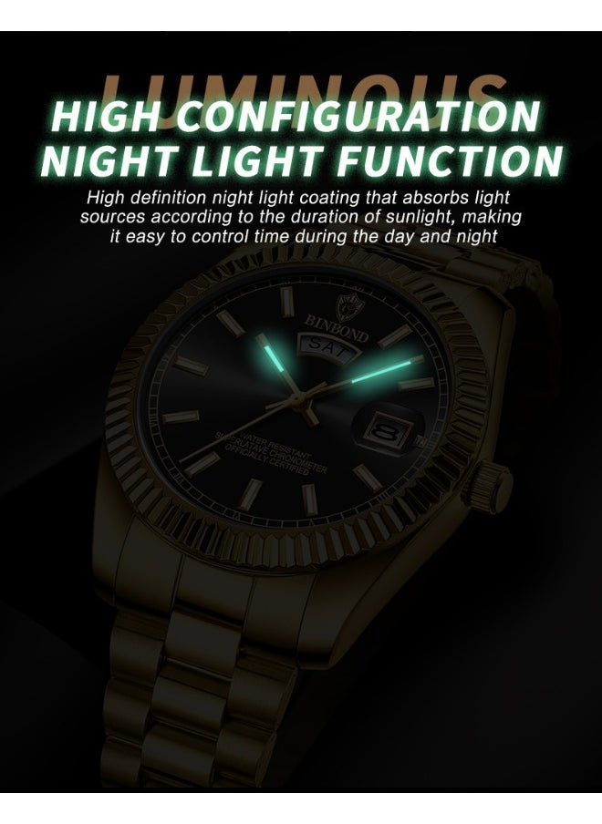 Generic - Men's Steel Band Waterproof Casual Classic Dual Calendar Luminous Watch - Simple and Elegant Men's Timepiece - Image 1