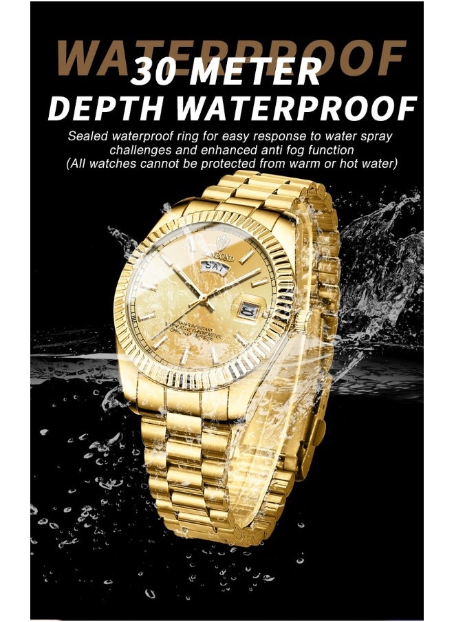 Generic - Men's Steel Band Waterproof Casual Classic Dual Calendar Luminous Watch - Simple and Elegant Men's Timepiece - Image 1