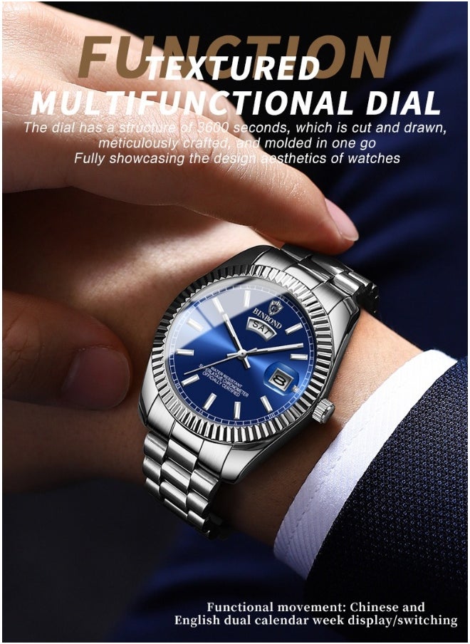 Generic - Men's Steel Band Waterproof Casual Classic Dual Calendar Luminous Watch - Simple and Elegant Men's Timepiece - Image 1