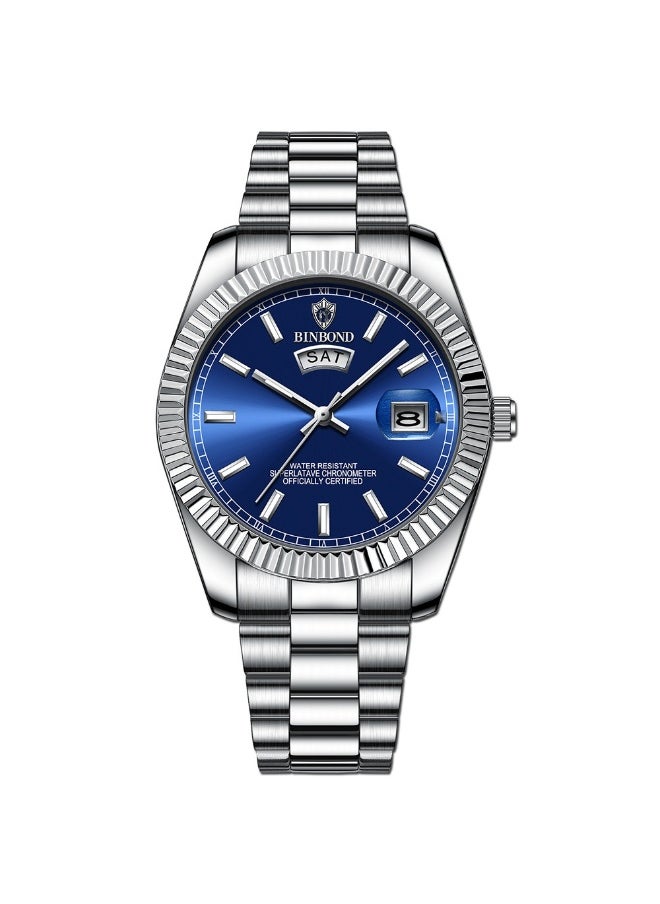 Generic - Men's Steel Band Waterproof Casual Classic Dual Calendar Luminous Watch - Simple and Elegant Men's Timepiece - Image 1