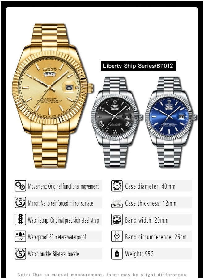 Generic - Men's Steel Band Waterproof Casual Classic Dual Calendar Luminous Watch - Simple and Elegant Men's Timepiece - Image 1