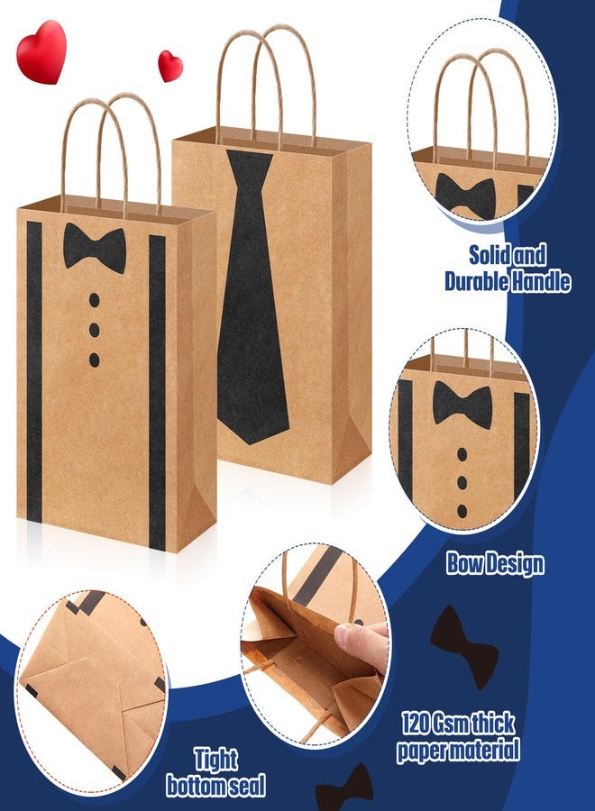 Marspark 24 Pcs Happy Father's Day Paper Gift Bags with Handles Kraft Father's Day Party Favor Treat Candy Goodie Paper Bags for Best Dad Party Supplies - Image 5