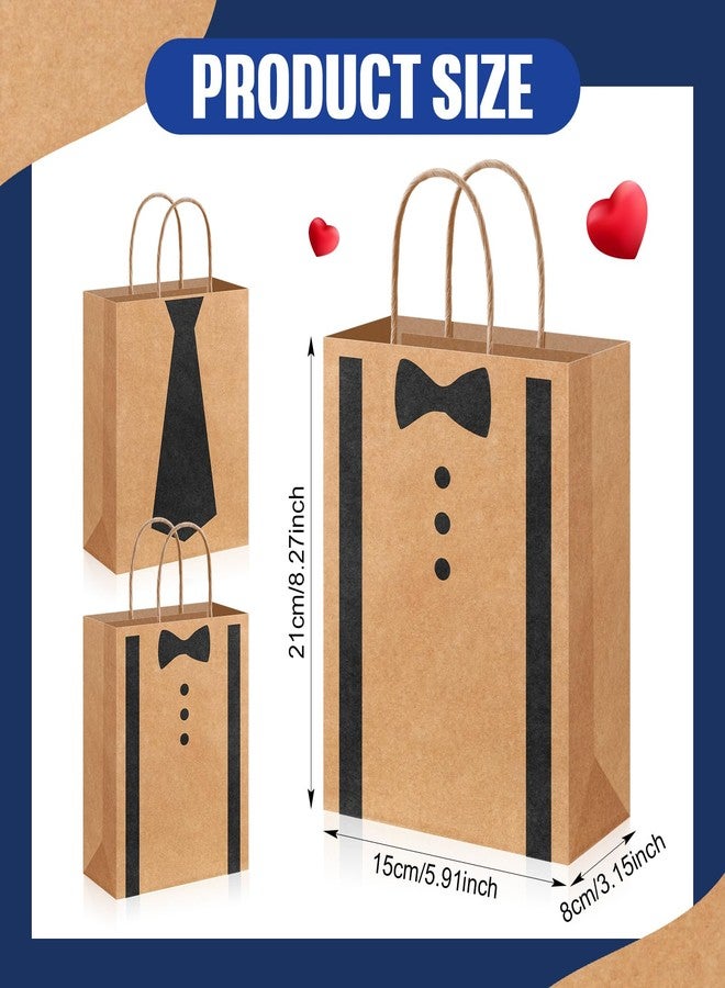 Marspark 24 Pcs Happy Father's Day Paper Gift Bags with Handles Kraft Father's Day Party Favor Treat Candy Goodie Paper Bags for Best Dad Party Supplies - Image 3