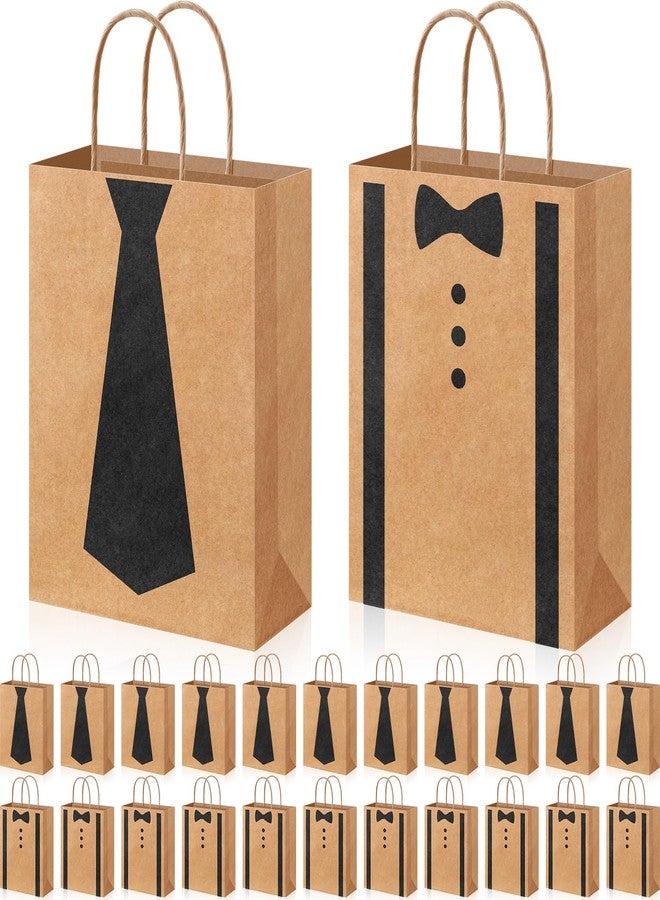 Marspark 24 Pcs Happy Father's Day Paper Gift Bags with Handles Kraft Father's Day Party Favor Treat Candy Goodie Paper Bags for Best Dad Party Supplies - Image 1