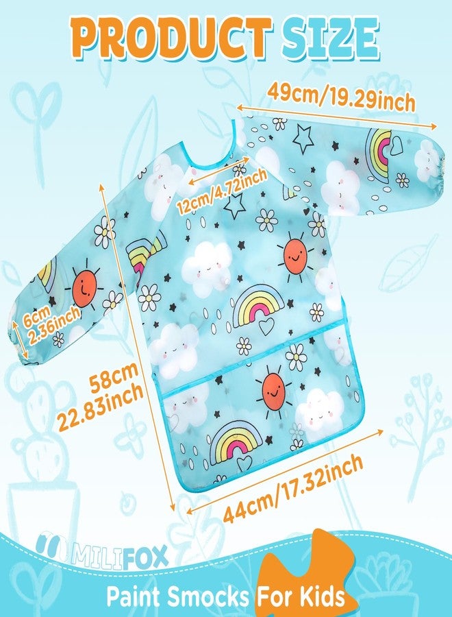 Milifox Smocks for Kids, 1 Pack Kids Painting Apron, Waterproof Children Art Smock Long Sleeve with 3 Pockets for Painting, Art, Crafts, Cooking, Activity (Light Blue Cloud) - Image 2