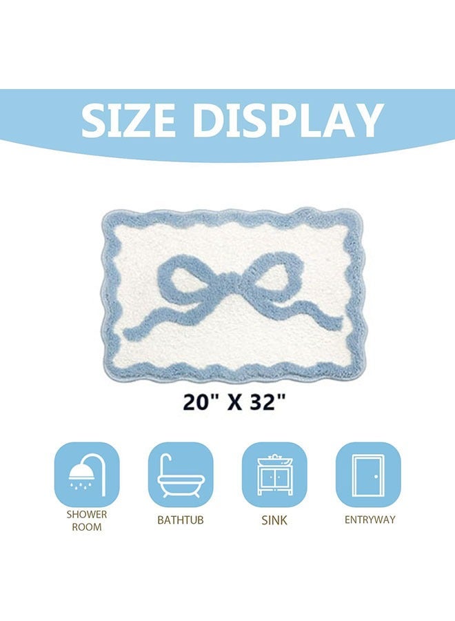 يلا جوي أسقلوب على شكل القوس حمام حصيرة غير زلق مريحة القوس البساط جميل جميل أسقلوب السجاد preppy غرفة الديكور ستوكات ماصة منشفة حمام حوض الاستحمام دش الغرفة ( الأزرق ، 20 " X32 " ) - Image 2