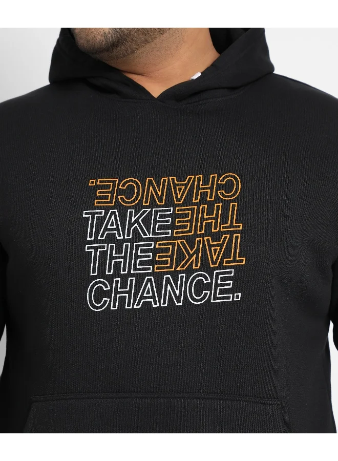 Instafab Plus Men's Black Take The Chance With Kangaroo Pocket