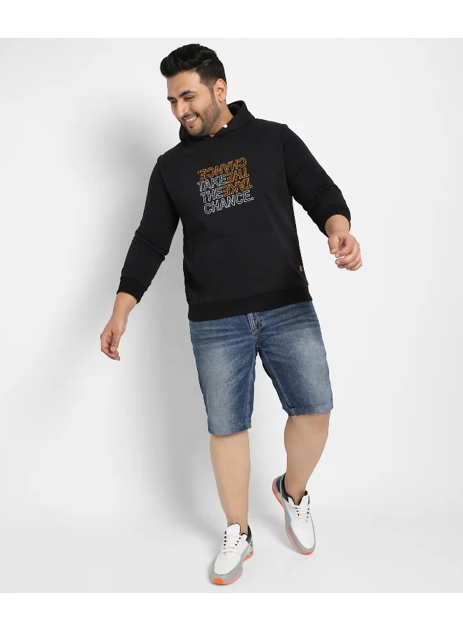 Instafab Plus Men's Black Take The Chance With Kangaroo Pocket