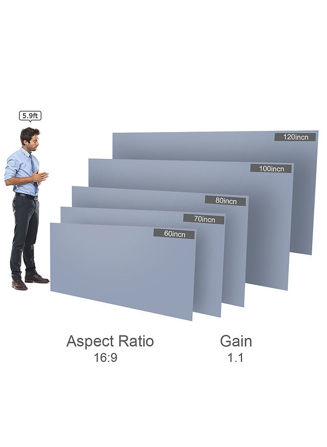 100-inch Portable Projector Screen, HD 16:9 Frameless Video Projection Screen, Foldable, Wall Mounted, for Home Theater Office Movies - Image 3