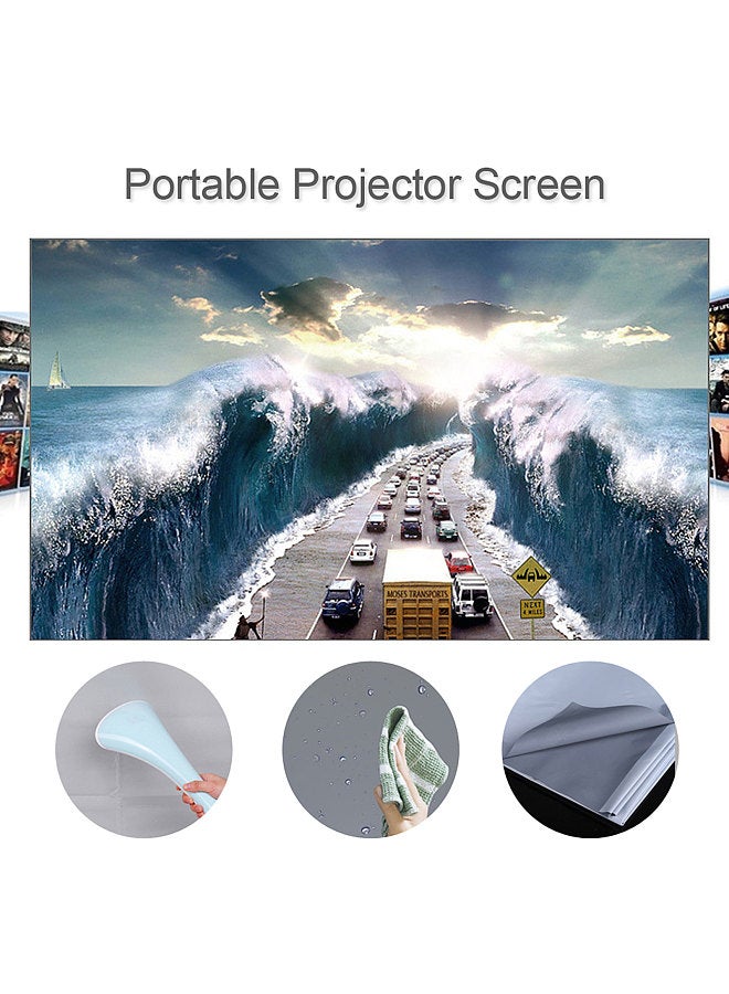 100-inch Portable Projector Screen, HD 16:9 Frameless Video Projection Screen, Foldable, Wall Mounted, for Home Theater Office Movies - Image 2