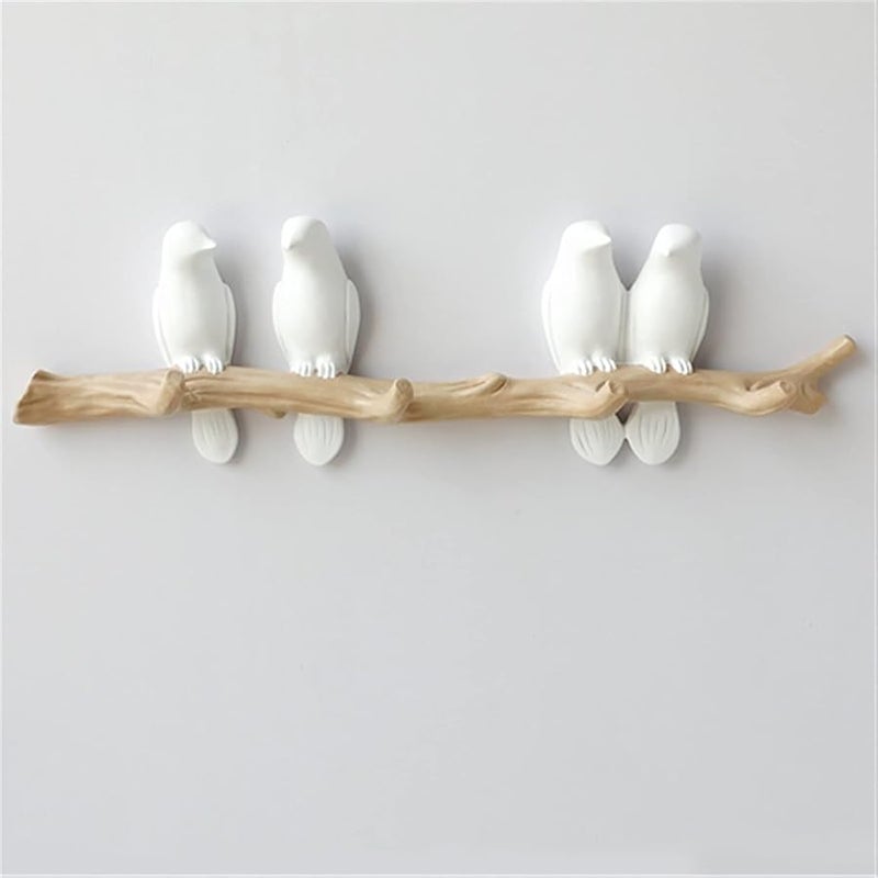 White Resin Bird Wall Hooks Decorative Coat Rack Holder For Keys Bags Clothes - Image 1