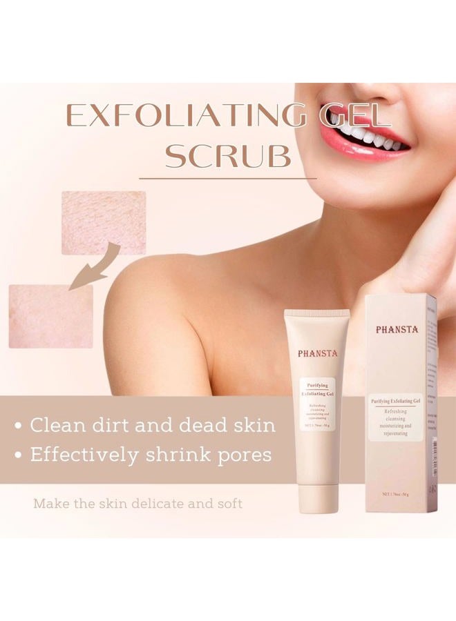 2PCS Purifying Exfoliating Gel, Exfoliating Gel, Purifying exfoliating Moisturizing gel, Gentle Exfoliat-ing Scrub for Face, Facial Purify-ing exfoliator Cleanser - Image 4
