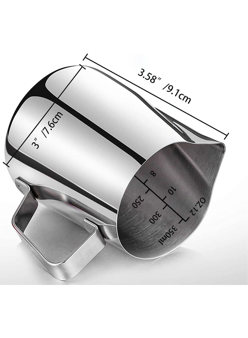 ابريق صنع رغوة الحليب من الستانلس ستيل ابريق لصنع رغوة القهوة والاسبريسو واللاتيه والكابتشينو والحليب والكريمة (350 مل) - Image 4