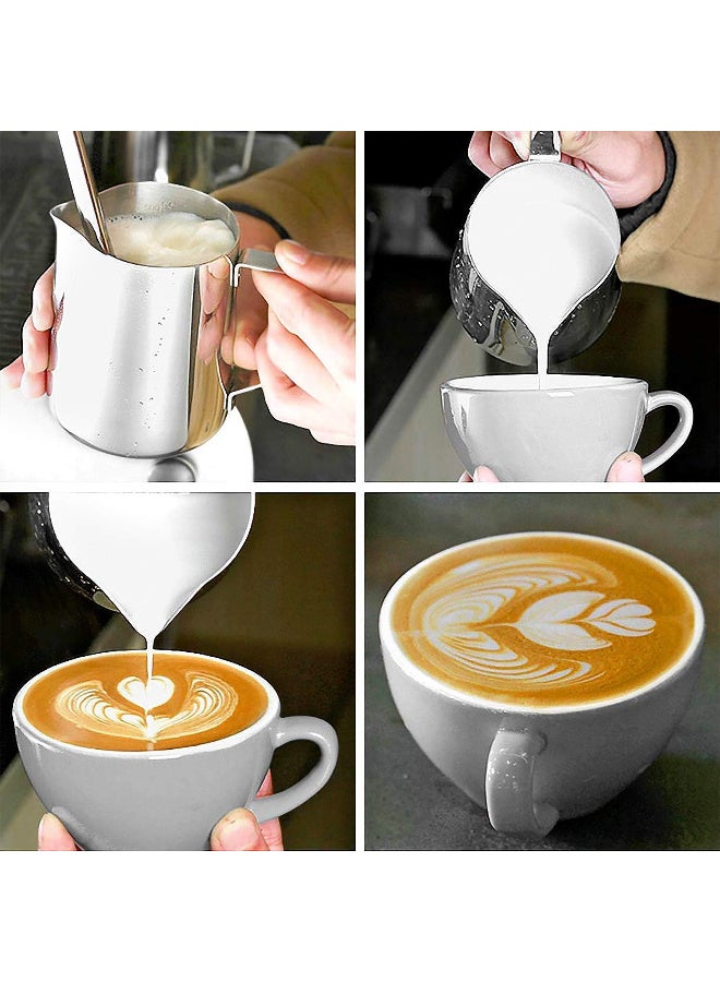 ابريق صنع رغوة الحليب من الستانلس ستيل ابريق لصنع رغوة القهوة والاسبريسو واللاتيه والكابتشينو والحليب والكريمة (350 مل) - Image 3