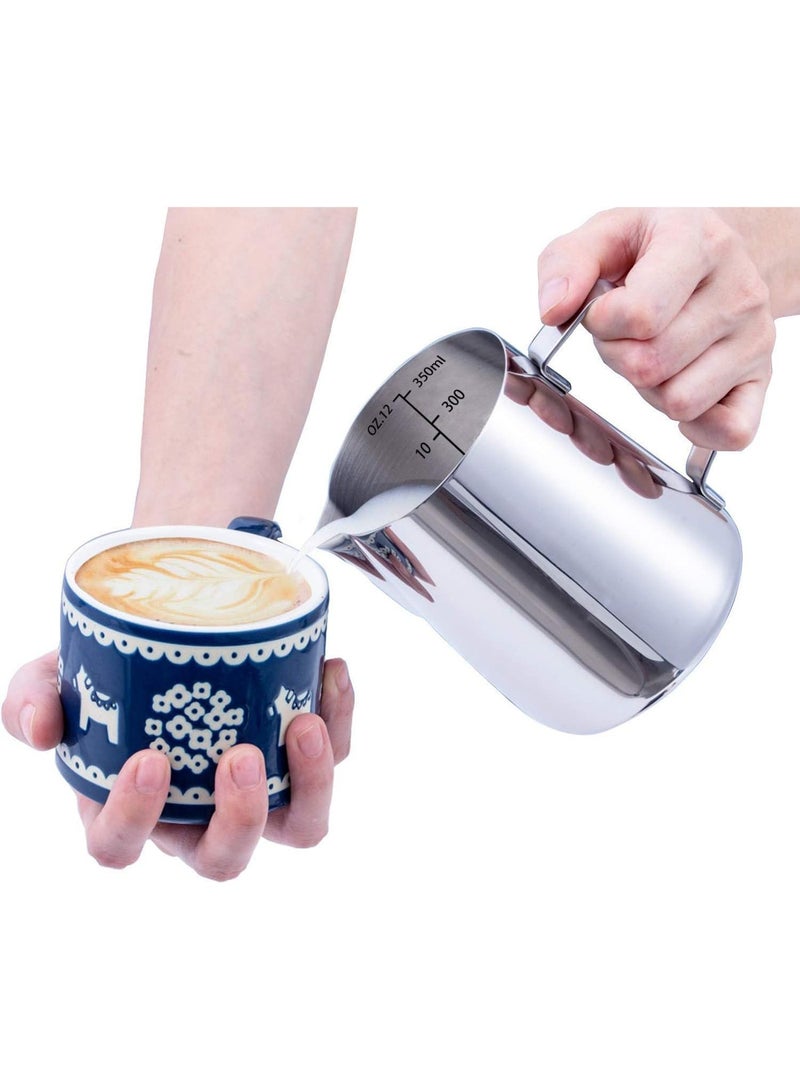 ابريق صنع رغوة الحليب من الستانلس ستيل ابريق لصنع رغوة القهوة والاسبريسو واللاتيه والكابتشينو والحليب والكريمة (350 مل) - Image 2