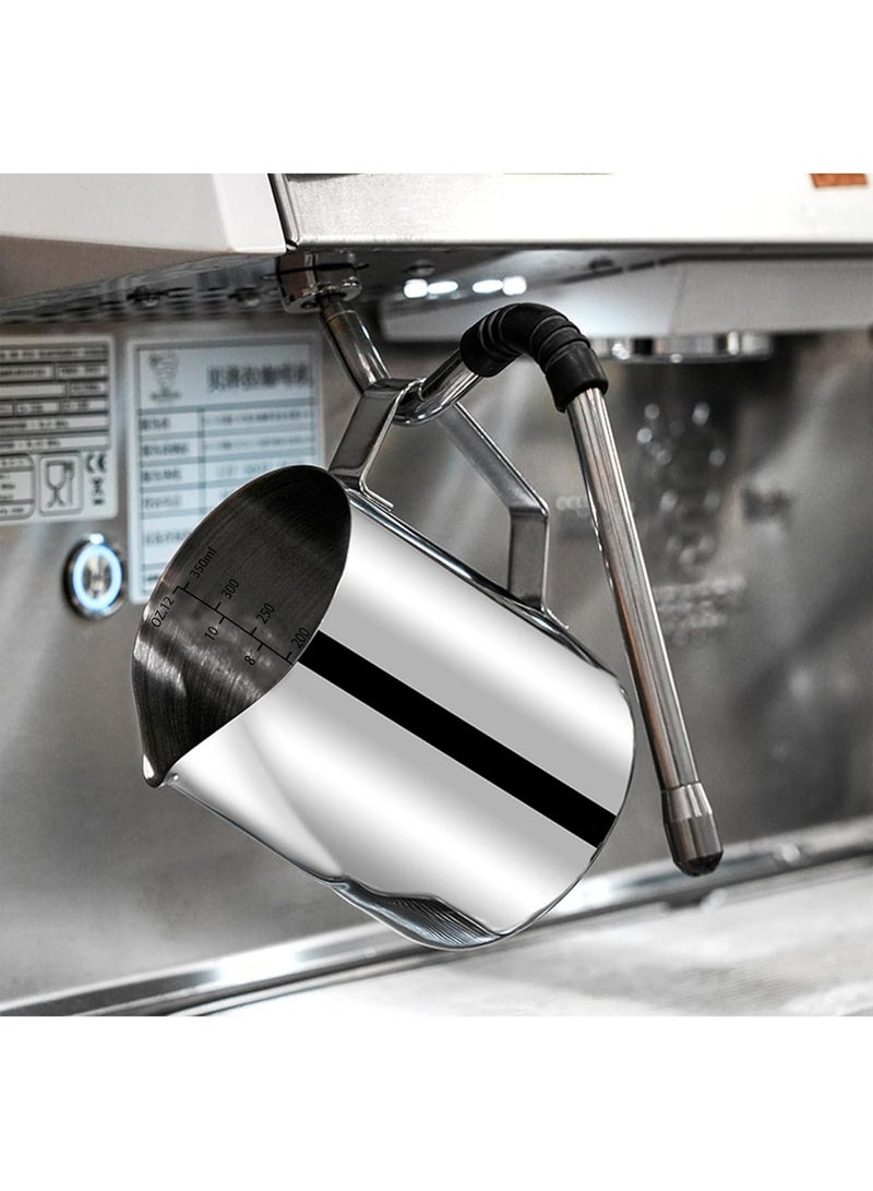 ابريق صنع رغوة الحليب من الستانلس ستيل ابريق لصنع رغوة القهوة والاسبريسو واللاتيه والكابتشينو والحليب والكريمة (350 مل) - Image 4