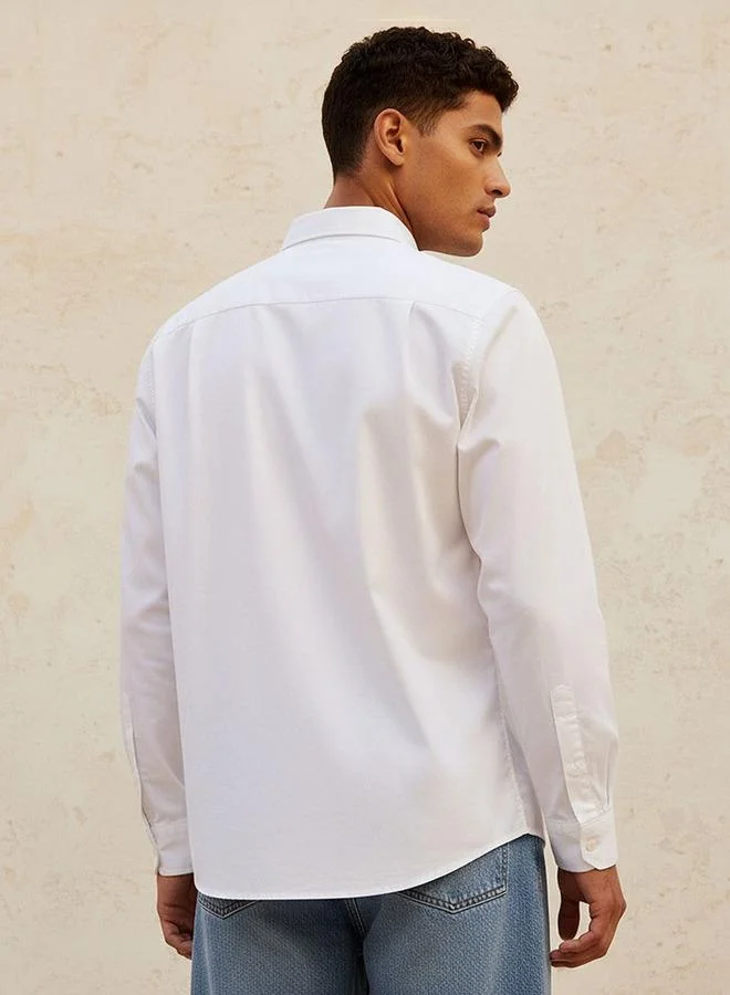 Lee Cooper WHITE Lee Cooper Regular Fit Collared Long Sleeves Shirt for Men | Best Price UAE