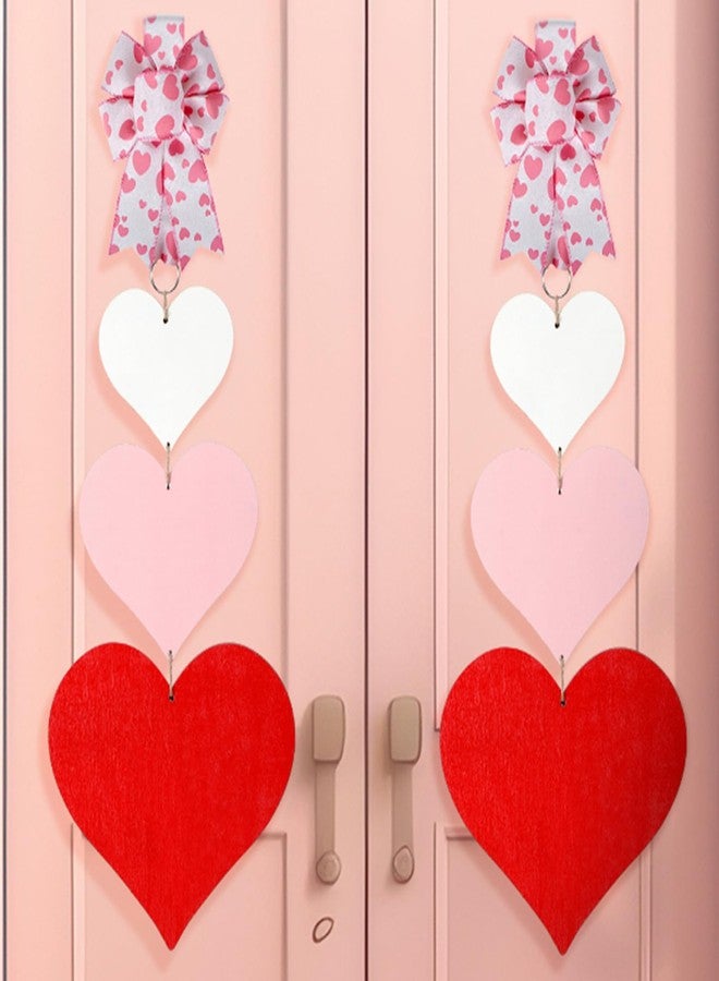 Suzile 2 Pcs Valentine's Day Heart Door Hanger Wooden Door Sign Valentine Front Door Plaque Wall Hanging Boards Holiday Door Ornaments for Valentine's Day Wedding Indoor Outdoor Decor (Classic) - Image 1
