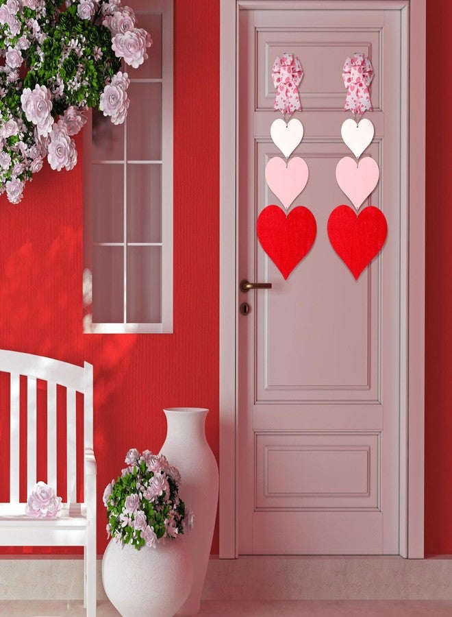 Suzile 2 Pcs Valentine's Day Heart Door Hanger Wooden Door Sign Valentine Front Door Plaque Wall Hanging Boards Holiday Door Ornaments for Valentine's Day Wedding Indoor Outdoor Decor (Classic) - Image 2