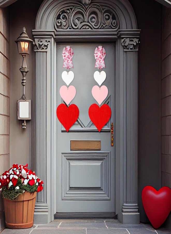 Suzile 2 Pcs Valentine's Day Heart Door Hanger Wooden Door Sign Valentine Front Door Plaque Wall Hanging Boards Holiday Door Ornaments for Valentine's Day Wedding Indoor Outdoor Decor (Classic) - Image 5