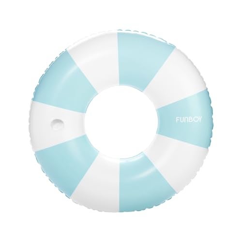 FUNBOY Giant Vintage Baby Blue Stripe Inflatable Tube Pool Float with Cup Holder 48" Large Pool Float for Adults Inner Tube Swimming Pool Toys Swim Rings Pool Lounger Float for Pool Party & Summer - Image 4