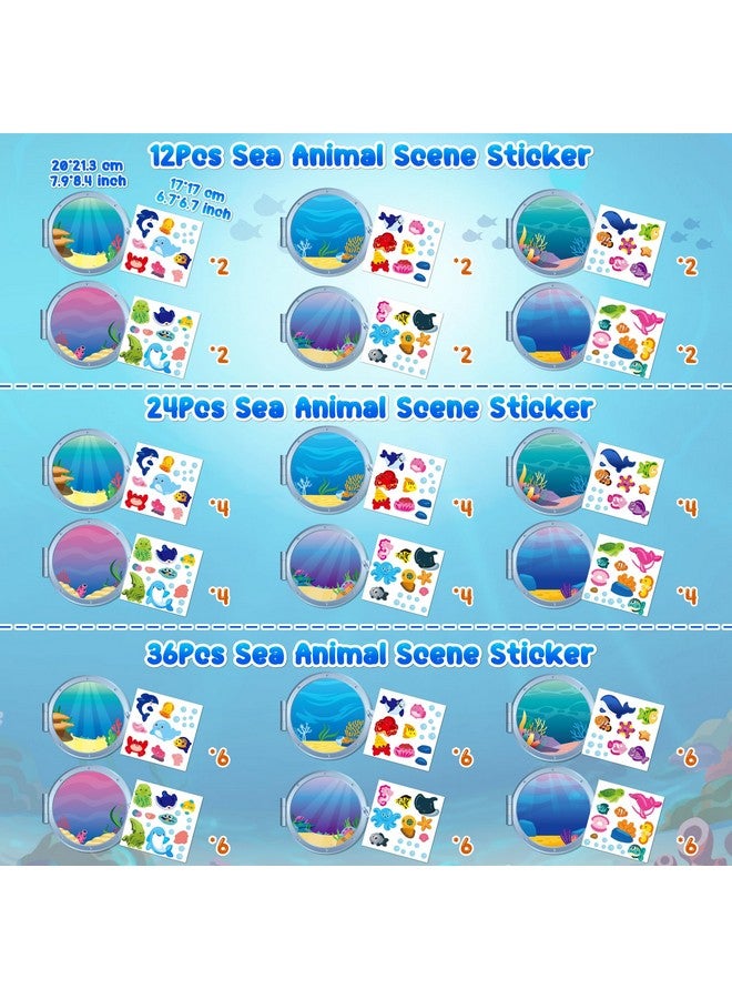 WATINC Sea Animal Scene Sticker Art Craft, Make Your Own Ocean Animals World Under the Sea Scene Stickers, DIY Shark Clown Fish Dolphins Decals, Kids Game for Classroom Activity Party Supplies (36Pcs) - Image 2