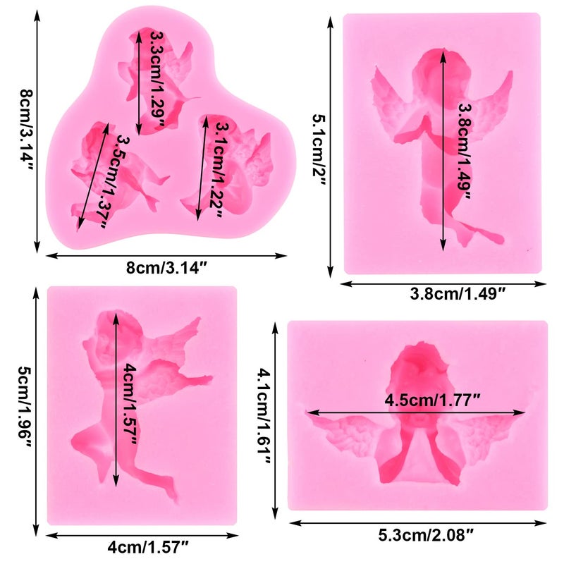 RFGHAC Angel Baby Silicone Fondant Molds For Cake Decorating Cupcake Topper Candy Chocolate Gum Paste Set Of 4 - Image 3