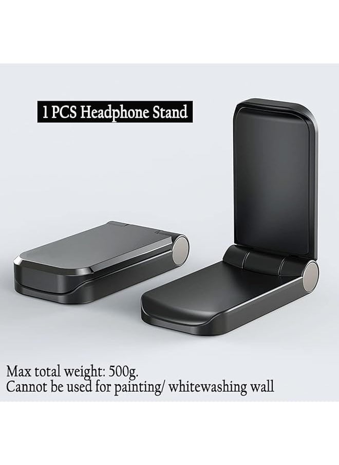 erorex - Sticky Headset Hanger Headphone Stand Adhesive Headphone Holder Hook Mount Headset Stand Holder Clip Under Desk Earphone Clamp For Airpods Max Hyperx Sony Sennheiser Black. - Image 1