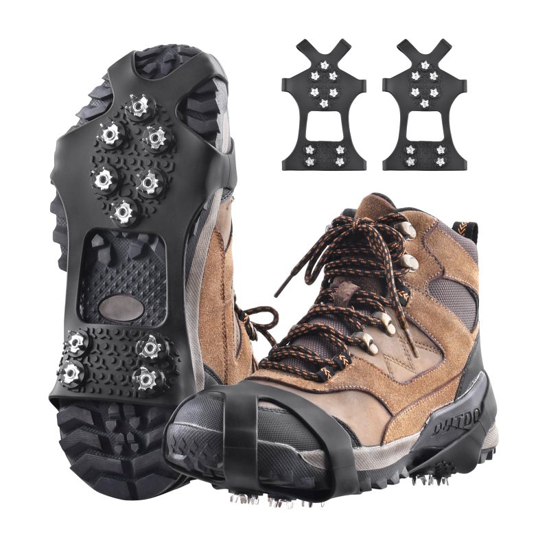 TRIWONDER Ice Cleats for Shoes and Boots 11-Stud Anti-Slip Snow Traction Cleats with Secure Straps, Ice Grips Crampons for Hiking, Walking, and Fishing Gear (10 Spikes, Large) - Image 1