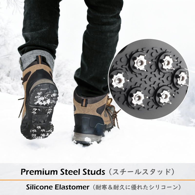 TRIWONDER Ice Cleats for Shoes and Boots 11-Stud Anti-Slip Snow Traction Cleats with Secure Straps, Ice Grips Crampons for Hiking, Walking, and Fishing Gear (10 Spikes, Large) - Image 2