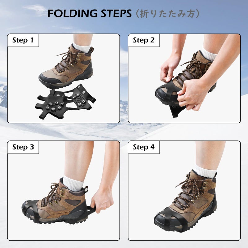 TRIWONDER Ice Cleats for Shoes and Boots 11-Stud Anti-Slip Snow Traction Cleats with Secure Straps, Ice Grips Crampons for Hiking, Walking, and Fishing Gear (10 Spikes, Large) - Image 5