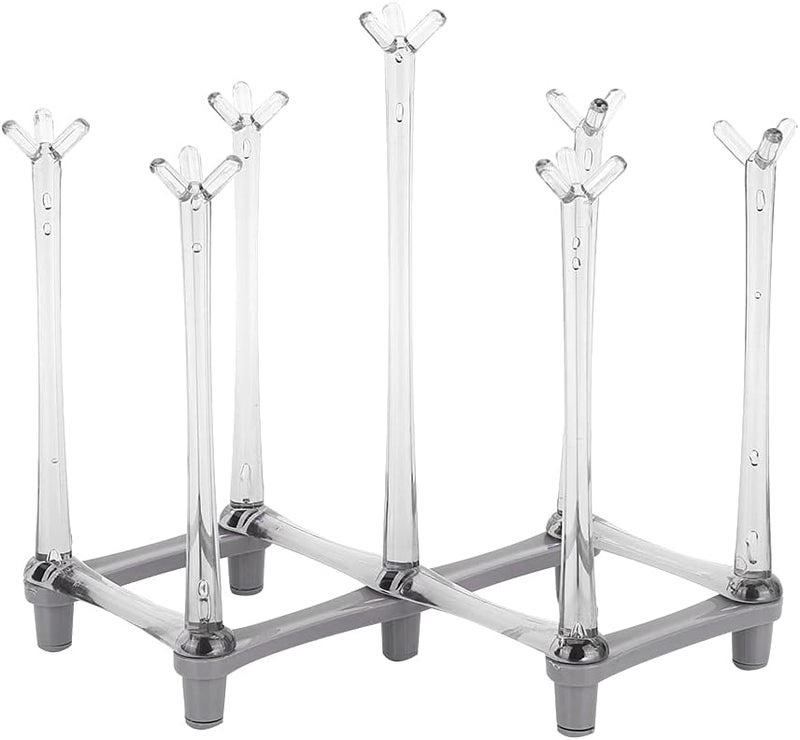 Cup Drying Rack Holder Portable Goblet Organizer for Kitchen Countertop (Light Grey) - Image 2