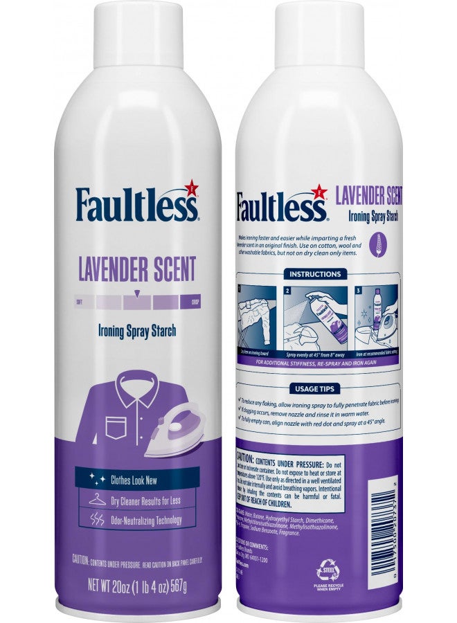Faultless Laundry Starch Spray, Faultless Lavender Spray Starch 20 oz Cans for a Smooth Iron Glide on Clothes & Fabric Even Spray, Easy Iron Glide, No Reside (Pack of 4) - Image 2