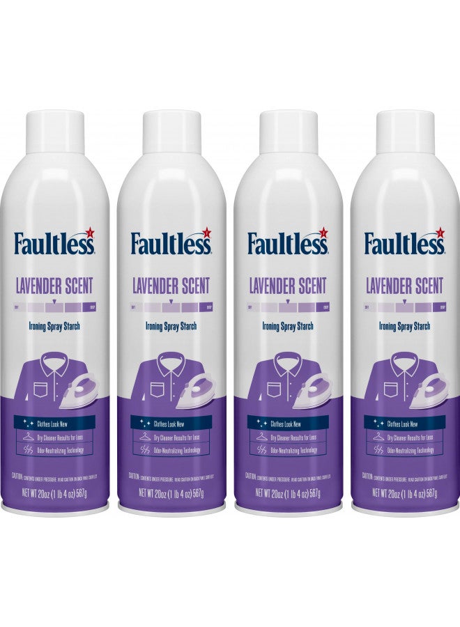 Faultless Laundry Starch Spray, Faultless Lavender Spray Starch 20 oz Cans for a Smooth Iron Glide on Clothes & Fabric Even Spray, Easy Iron Glide, No Reside (Pack of 4) - Image 1