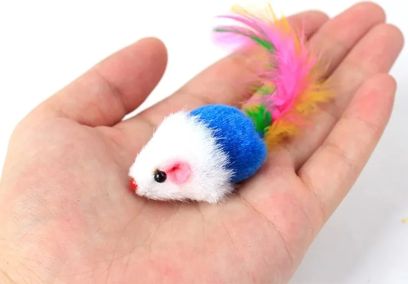 Tineke Colorful Furry Realistic Mouse Cat Toy 5 Pieces